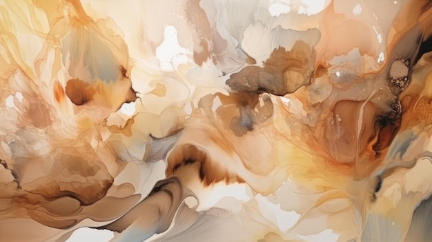 Abstract beige art Beige fluid art texture resembles petals watercolor or aquarelle AI generative