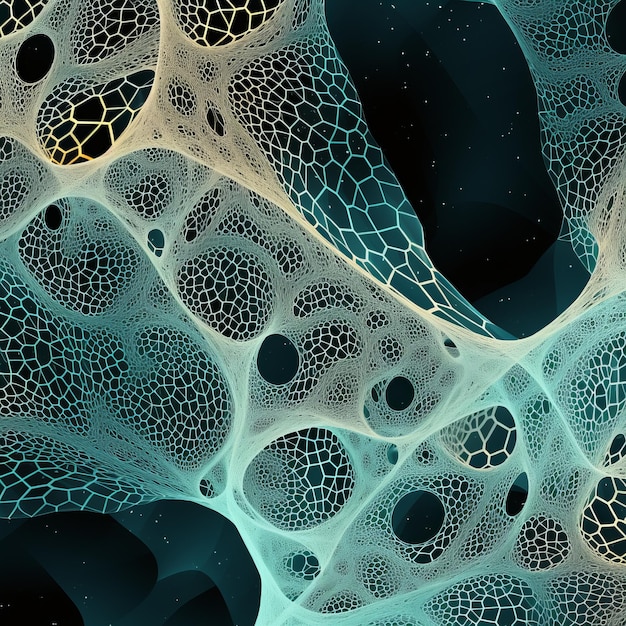 Foto abstract biomimicry ingewikkelde deeltjesstructuur met contrasterende kleuren