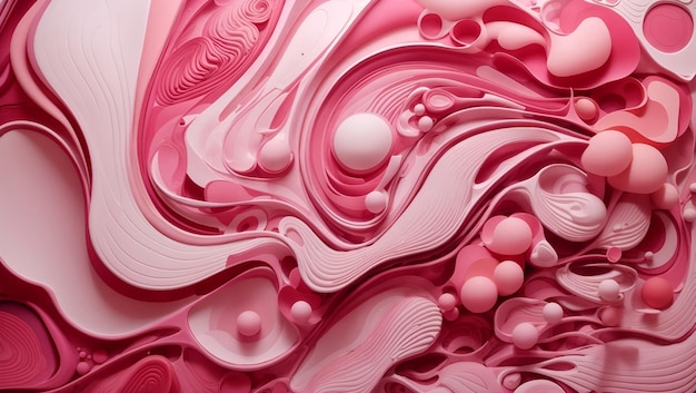 Abstract biomorphic painting pink color 3d artwork background design wallpaper