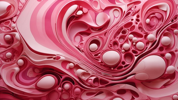 Abstract biomorphic painting pink color 3d artwork background design wallpaper