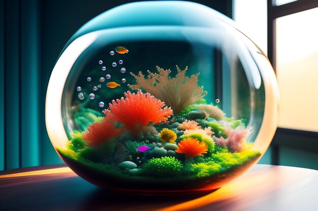 Premium Photo  Abstract biosphere in a bubble Ecosystem in a fish