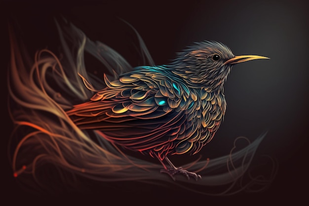 Abstract Bird on a Dark Background