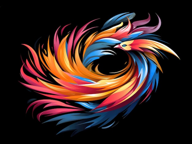 Abstract bird of paradise on a black background