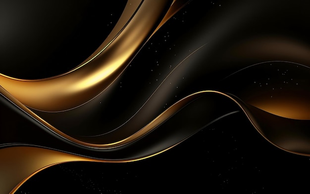 写真 抽象的な黒と金の波状の背景 3d レンダリング