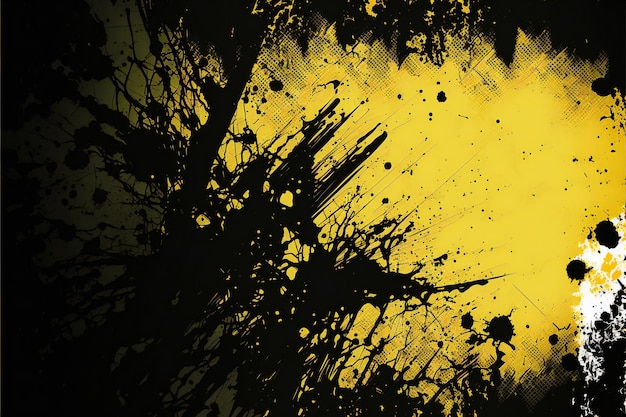 写真 抽象的な黒と黄色の汚いグランジ テクスチャ背景の抽象的な背景