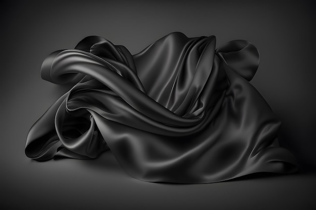 抽象的な黒の背景シルク サテンで作られた生地の背景
