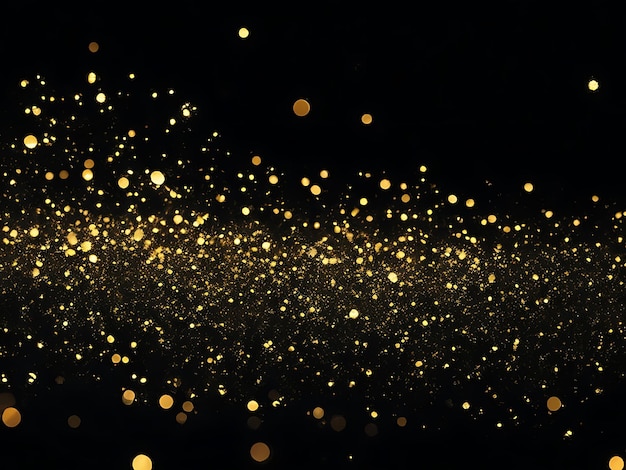 Abstract black background shining gold particles