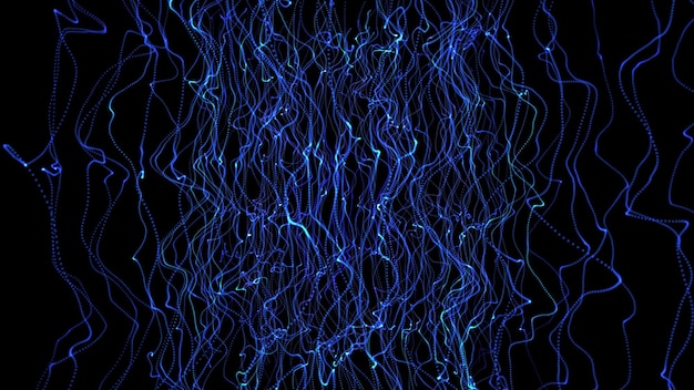 Photo abstract black background with blue glowing particles minimalistic dark background 8k