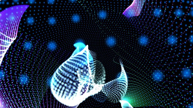 abstract black background with blue glowing particles