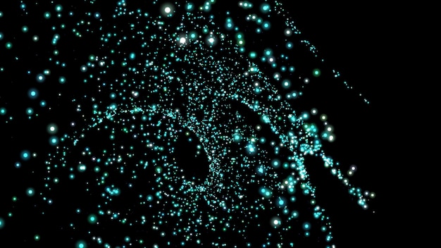 abstract black background with blue glowing particles