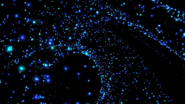 abstract black background with blue glowing particles