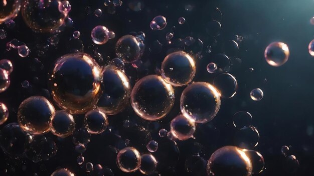 Foto sfondio nero astratto con bolle nell'acqua