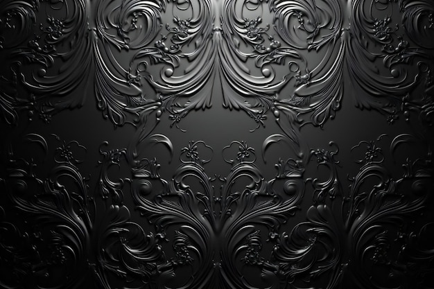 Abstract black background with floral ornament