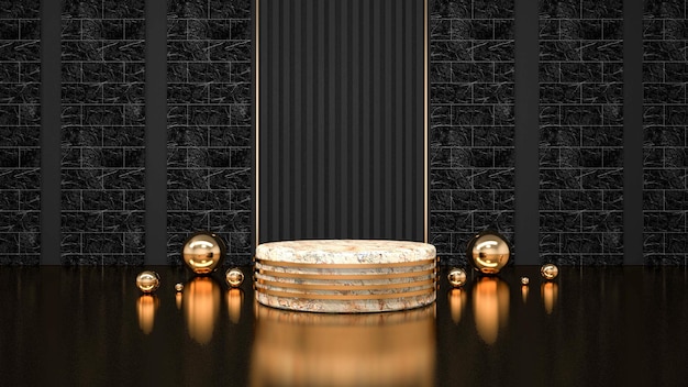 Photo abstract black background with geometric shape podium for product 3d rendering