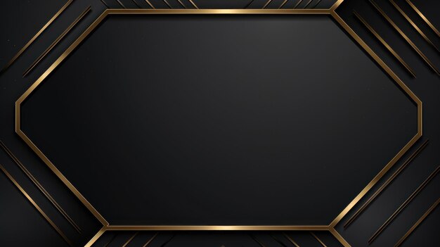 Photo abstract black background with gold polygonal frame illustration generative ai