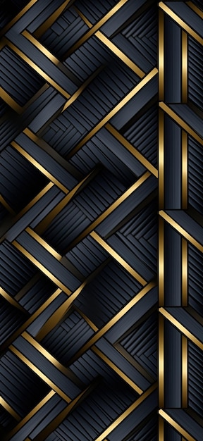 Abstract black background with golden lines and sparkles Vector illustration