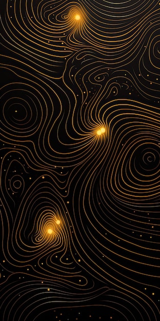 Photo abstract black background with golden lines and sparkles vector illustration