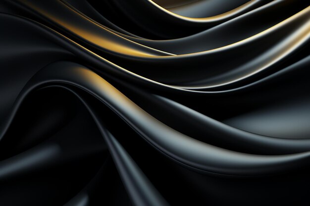 Abstract black background with smooth lines in 3d