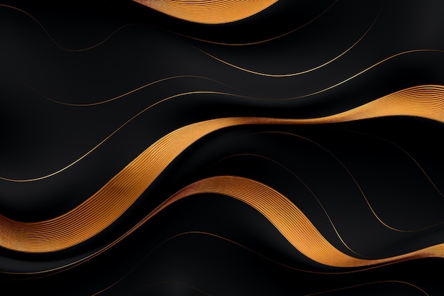 Abstract black background with wave lines