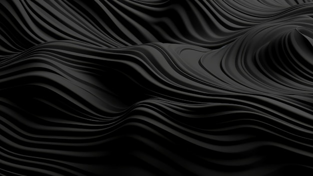 An abstract black background with wavy lines Generative ai