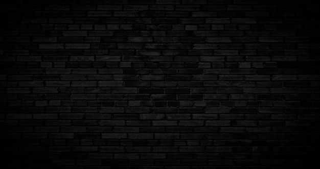 abstract black brick wall texture for pattern background wide panorama picture