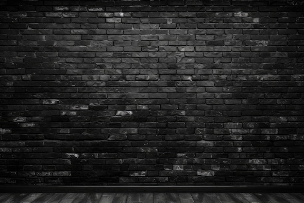 Abstract black brick wall texture for pattern background wide panorama picture