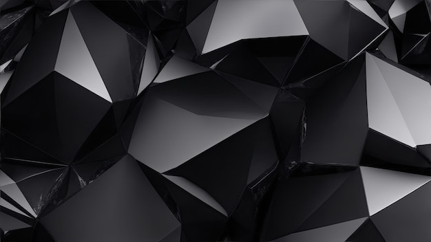 Abstract black crystal background 3d render polygonal wallpaper