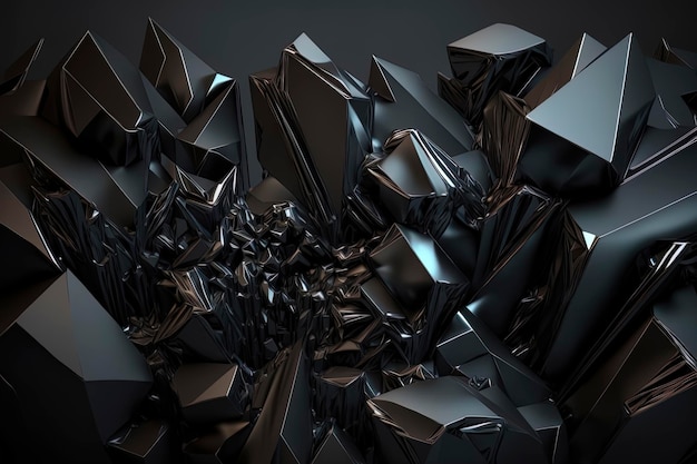 Abstract black crystal background AIgenerated