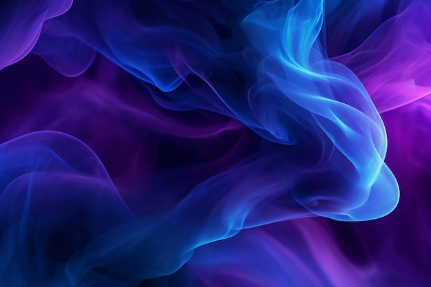 Abstract black and dark purple background and blue aura AI generative