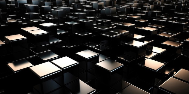 Abstract black futuristic technology background with many black cubes Generative AI