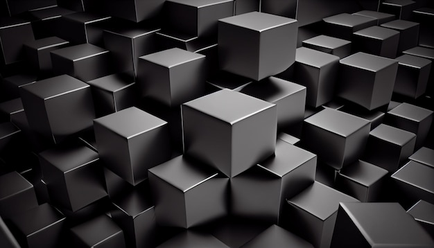 Abstract black geometric cubes as background Ai generative