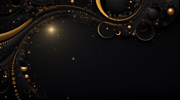 Abstract black and gold circle ornate background