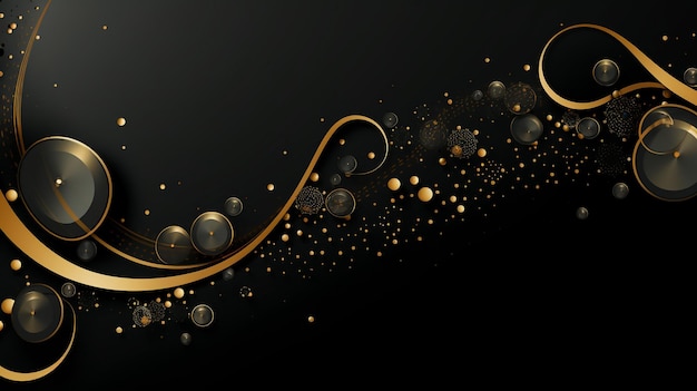 Abstract black and gold circle ornate background