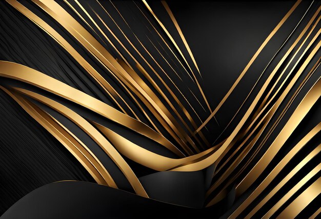 Photo abstract black and gold lines luxury background