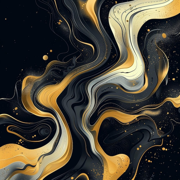 Абстрактные черно-золотые вихри на заднем плане