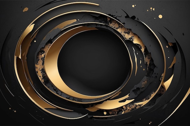 Abstract black and gold wall hole background in vector