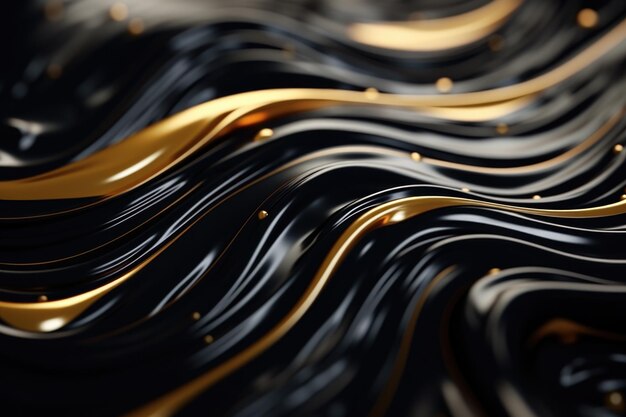 Abstract black gold wave background