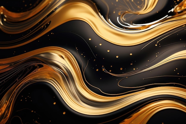 Abstract black gold wave background