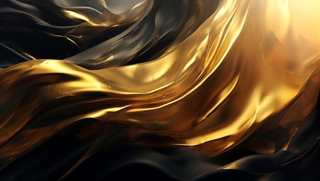 Photo abstract black gold wave background