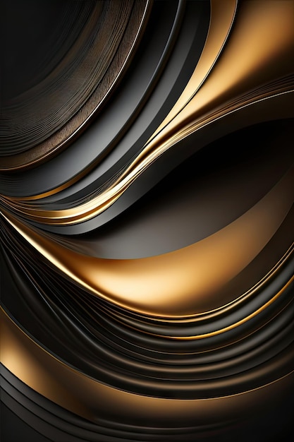抽象的な黒と金の波の豪華な背景