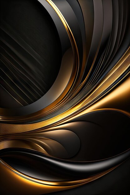 Abstract black and gold waves luxury background