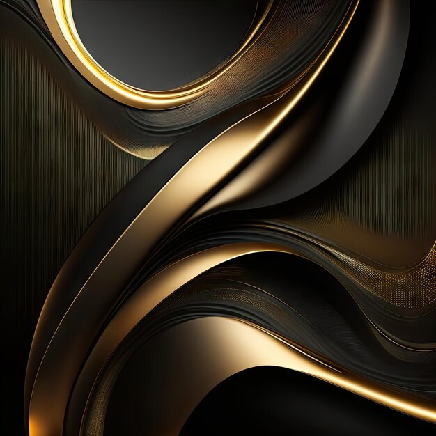 Abstract black and gold waves luxury background