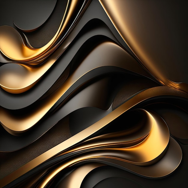 Абстрактные черно-золотые волны роскошный фон
