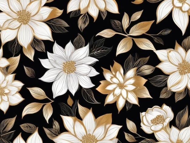 abstract black and gold with floral back ground