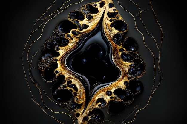 Абстрактный черный золотой глянцевый фон текстуры Generative AI