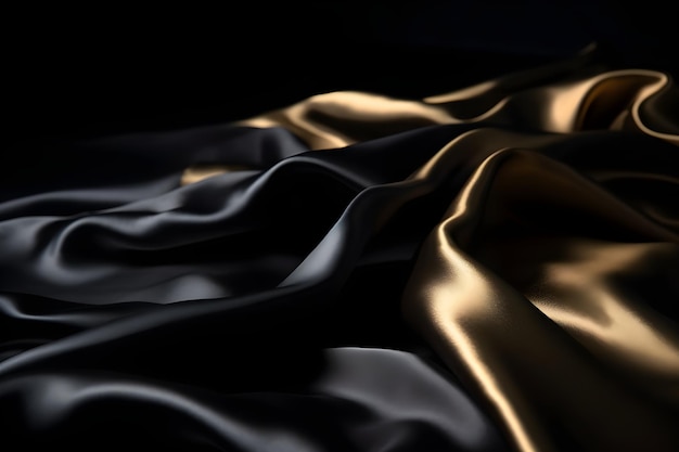 Abstract black golden satin background