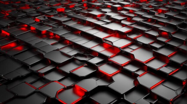 Abstract black grey metallic overlap red light hexagon mesh design modern luxury futuristic technolo