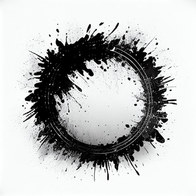 Abstract of black grunge circle fresh isolated on white background