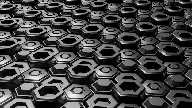 Abstract black hexagonal geometric layered. 