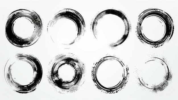 写真 シンプルな白い背景の抽象的な黒いインクサークル グラフィックデザインプロジェクトに適しています
